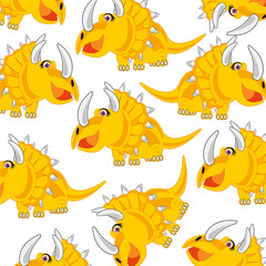 Cartoon of the dinosaur Eotriceratops decorative pattern on white background