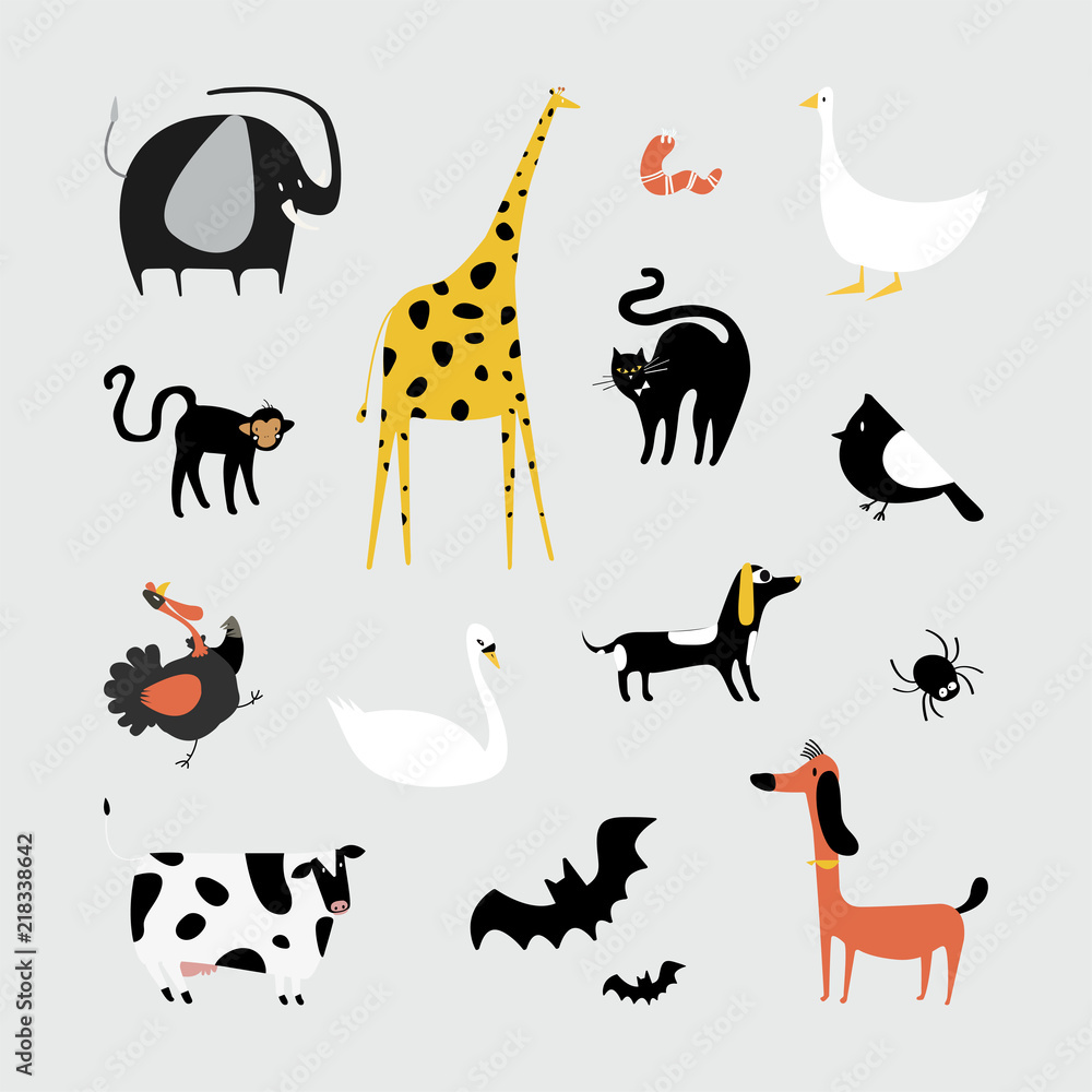 Canvas Prints Collection of cute animals illustration