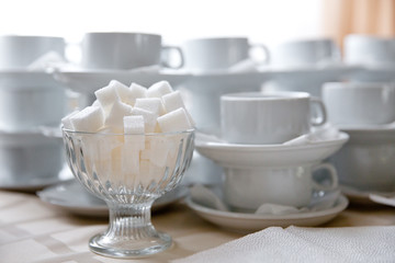 refined sugar and many cups