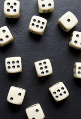 Dice for game on a black background