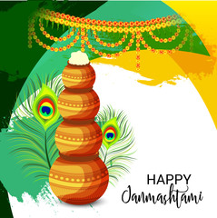 Beautiful abstract, banner or poster for Happy Janmashtami.