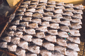 Getrockneter Fisch auf Tablet