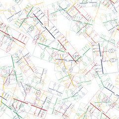 Electric wiring diagram for power transformers. Seamless pattern