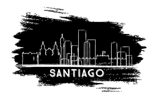 Santiago Chile City Skyline Silhouette. Hand Drawn Sketch.
