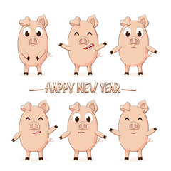 Little pigs and lettering Happy New Year