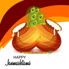 Beautiful abstract, banner or poster for Happy Janmashtami.