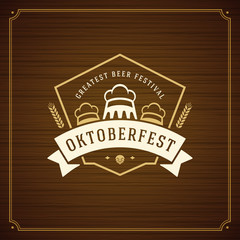 Oktoberfest beer festival celebration vintage greeting card or poster