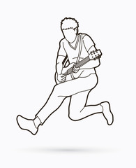 Musician playing electric guitar, Music band graphic vector.