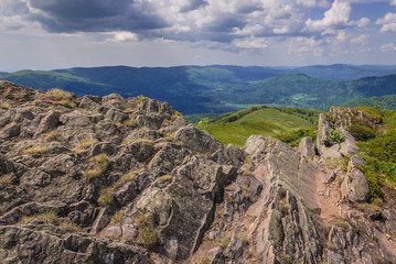 Fototapeta na wymiar Smerek peak on a Wetlina hiking trail in Bieszczady National Park in Poland