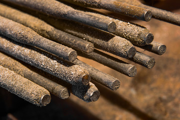 Background of electrodes for welding is close