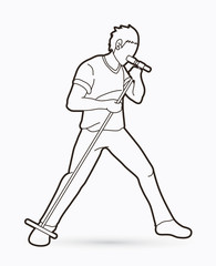 Singer sing a song Music band graphic vector