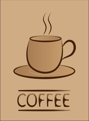 Coffee cup with steaming coffee.