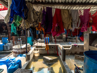 Waschplatz im Mahalaxmi Dhobi Ghat, Mumbai, Indien