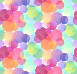 Seamless festive pattern with multicolored confetti on white background. Gradient bokeh. Texture for wallpaper, fabrics, covers and your creativity