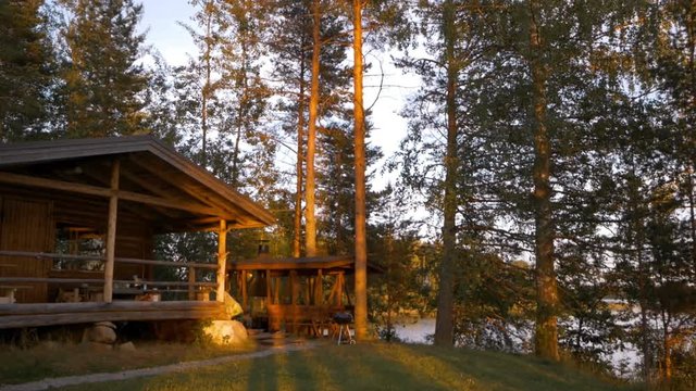 View of a traditional finnish log cabin