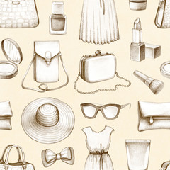 Fashion illustrations. Seamless pattern