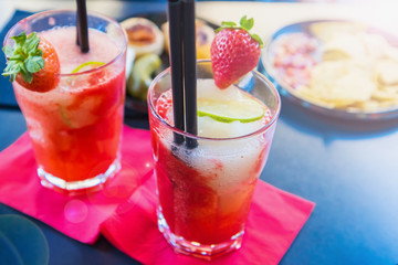 aperitif with strawberry cocktail