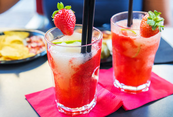 aperitif with strawberry cocktail