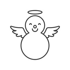 angel snowman outline icon, winter and Christmas theme