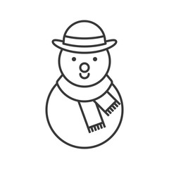 snowman outline icon, winter and Christmas theme