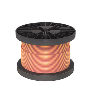 Coil with copper wire for industry (3d illustration).