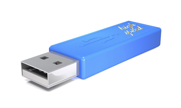 Modern flash drive with USB connector (3d illustration).
