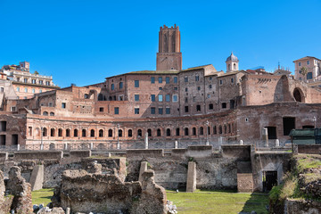 Fototapeta na wymiar Trajan's Market, Trajan's Forum in Rome, front view 