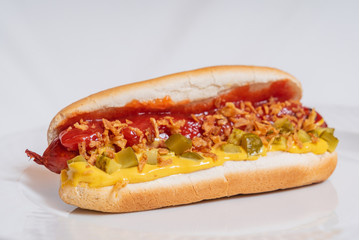 hot dog with sauce