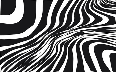 Abstract Warped Black and White Lines Background