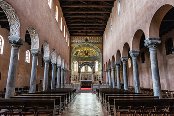Interior of Euphrasian Basilica in Porec, Croatia