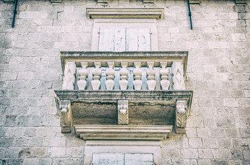 Balcony on the old house, Trogir, analog filter