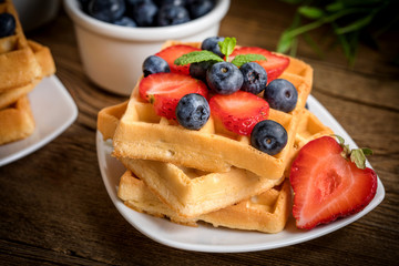 Waffles with berries.