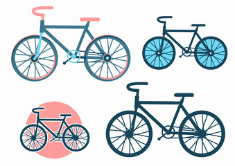 Bike icons.Vector set of bicycles