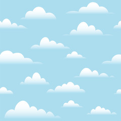 White clouds on blue sky seamless pattern for background ads and banners 