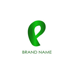 logo p modern metal green vector design