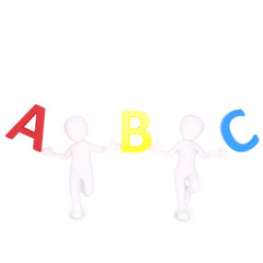 A B C letters with students