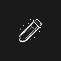 Test tube icon in doodle sketch lines. Science medical laboratory pharmacy