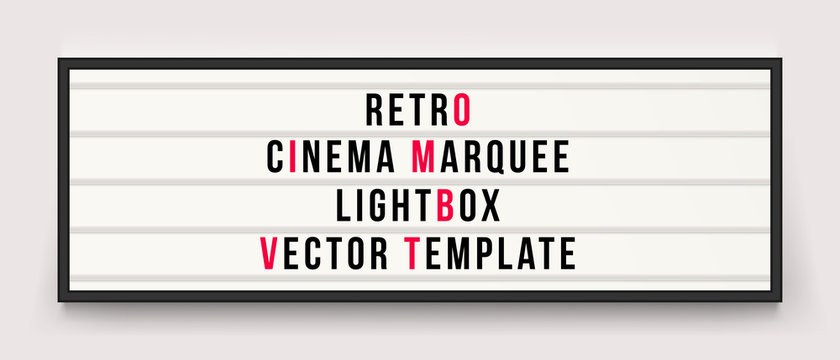 Retro cinema marquee lightbox vector template