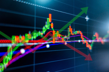 Stock market graph analysis for finance investment. Stock exchange market chart background.