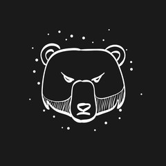 Bear icon in doodle sketch lines. Finance, speculation, trend