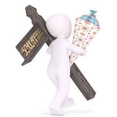 pupil with SCHULANFANG sign in golden letters