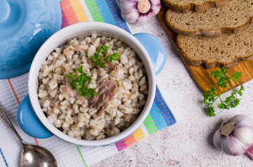 Traditional pearl barley porridge