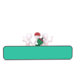 three people standing behind a turkis blackboard