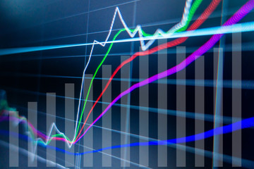 Stock market graph analysis for finance investment. Stock exchange market chart background.