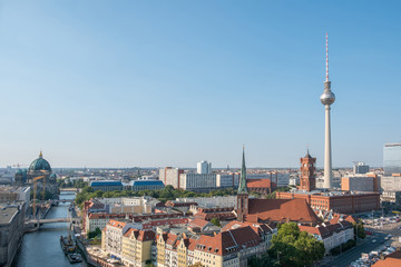 Berlin skyline aerial with tv tower and Berlin Cathedral