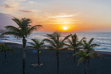 Obraz na płótnie Canvas Sunset in Puerto de la Cruz, Tenerife, Canary islands, Spain