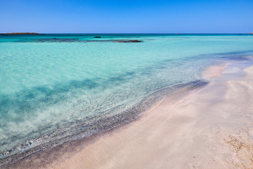 Elafonisi rose sand beach in Crete, Greece 