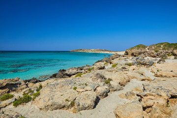 Elafonisi rose sand beach in Crete, Greece 