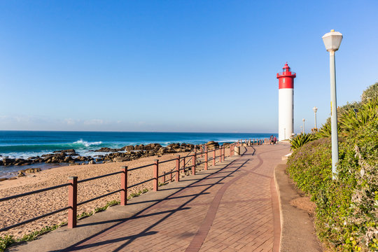 Beach Ocean Lighthouse Walking Promenade
