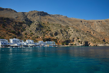 Obraz premium Greek coastline village of Loutro in southern Crete